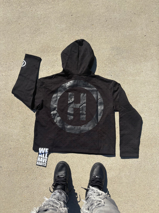 All Over Triple black Rinestone Hoodie