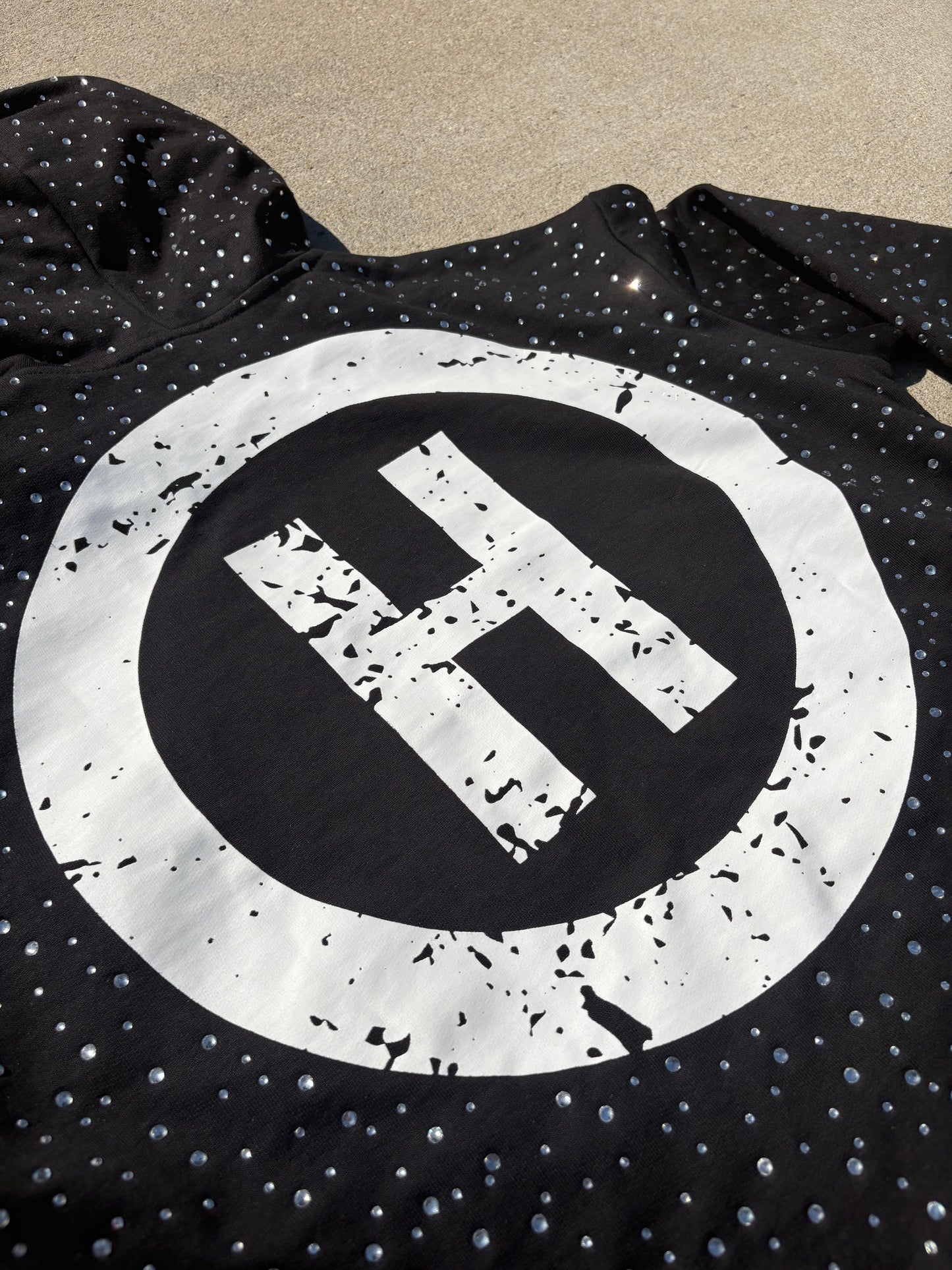 All Over Reverse Black Rhinestone Hoodie